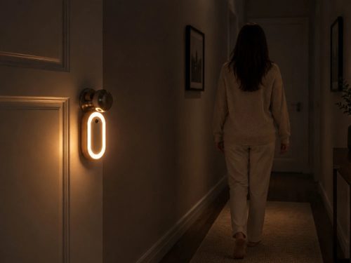 Led-es éjszakai lámpa akasztóval szekrényre, mozgásérzékelővel, meleg fényű