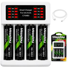   AA/AAA akkumulátortöltő készlet 4 db 4800 mAh AA akkumulátorral