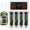 AA és AAA led-es akkumulátorok töltő + 4 db aaa akkumulátor + usb-c kábel