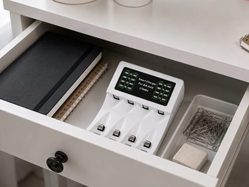 AA és AAA led-es akkumulátorok töltő + 4 db aaa akkumulátor + usb-c kábel