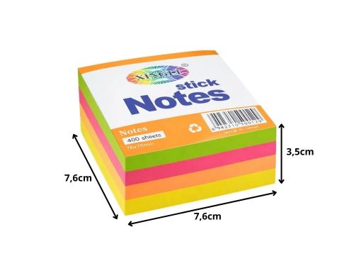 Színes öntapadó cédulák, 400 lapos tömb, sticky notes készlet