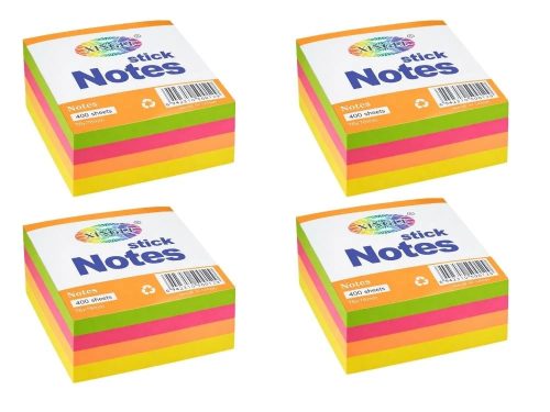 Színes öntapadó cédulák, 400 lapos tömb, sticky notes készlet