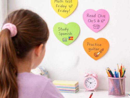Színes öntapadó jegyzettömb – szív alakú 100 lap, sticky notes