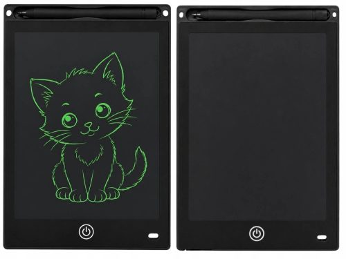 LCD elemes Rajztábla ceruzával, törlés gombbal 12", fekete
