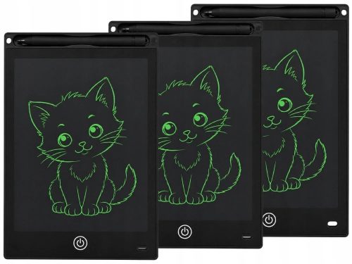 LCD elemes Rajztábla ceruzával, törlés gombbal 12", fekete