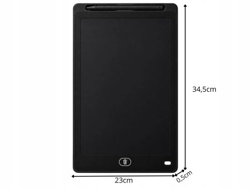 LCD elemes Rajztábla ceruzával, törlés gombbal 16", fekete
