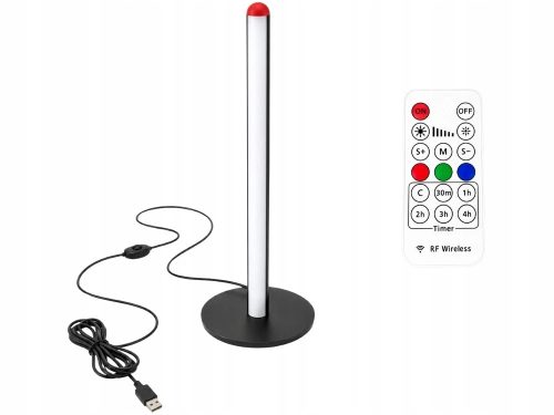 RGB 7 színű LED állólámpa 50cm távirányítóval, fekete USB