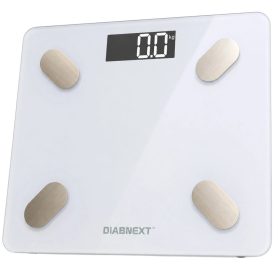   Diabnext okos fürdőszoba mérleg applikációval, fehér üveg, slim