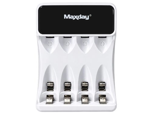 Aa- és aaa-akkumulátorokhoz való töltő, usb-c, lcd-kijelzővel, 4 rekeszes, gyors töltés