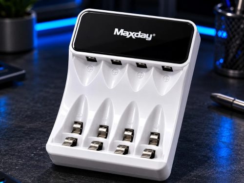 Aa- és aaa-akkumulátorokhoz való töltő, usb-c, lcd-kijelzővel, 4 rekeszes, gyors töltés