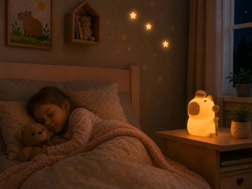 Kapibara alakú puha szilikon LED éjjeli lámpa, USB C-vel és időzítővel