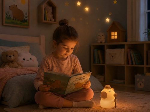 Kapibara alakú puha szilikon LED éjjeli lámpa, USB C-vel és időzítővel