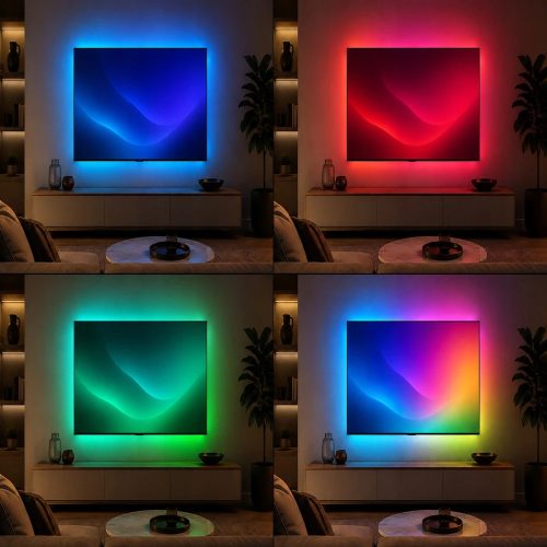 Intelligens 5m-es Bluetooth Neon RGB LED Szalag Szett – Zenére Villogó Hangulatvilágítás távirányítóval