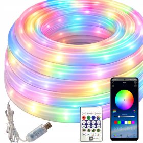   Okos 360° rugalmas RGB Neon LED Szalag Szett, Bluetooth App Vezérlés, 5m