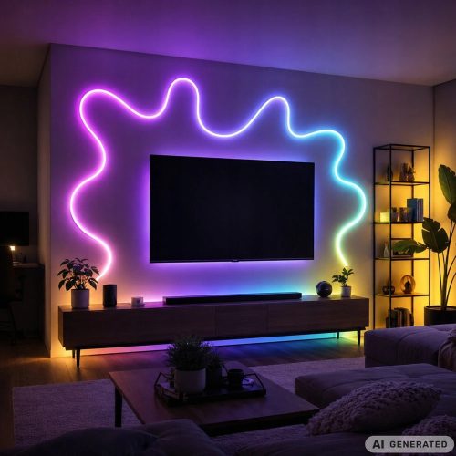 Okos 360° rugalmas RGB Neon LED Szalag Szett, Bluetooth App Vezérlés, 5m