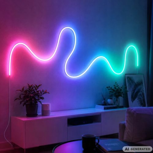 Okos 360° rugalmas RGB Neon LED Szalag Szett, Bluetooth App Vezérlés, 5m