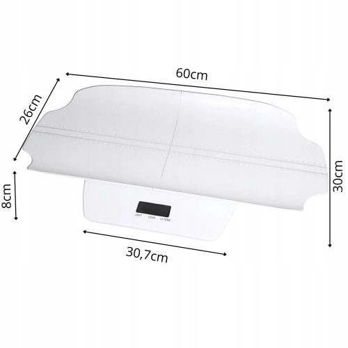 Digitális Babamérleg 2in1, Levehető Tálca 60 cm-es Mérőléccel, Súlyrögzítő Funkció, 100 kg-ig