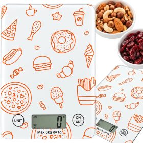   Elektronikus érintőképernyős konyhai mérleg, 5 kg/1g, tára funkcióval, lcd kijelzővel